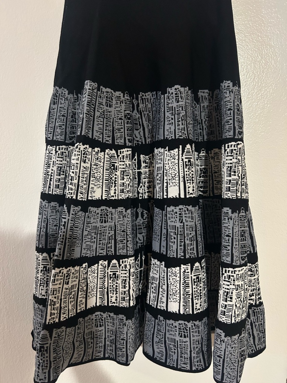 Unique Black and White Patterned A-Line Maxi Skirt - Picture 2 of 2
